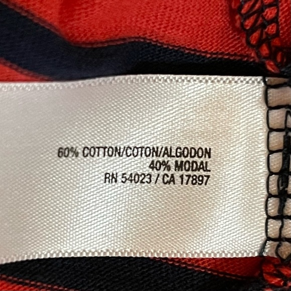 Old Navy Red & Blue Striped Long Sleeve Ruffle Henley Top, Size XS - Picture 3 of 5